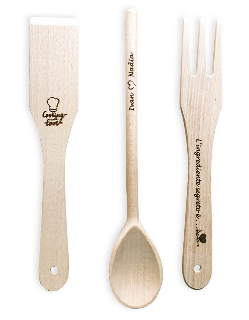 HandlyMandy  Set utensili da cucina in legno personalizzabili